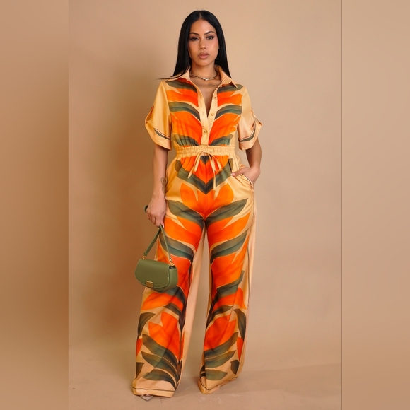 Pants - Orange Bloom Jumpsuit